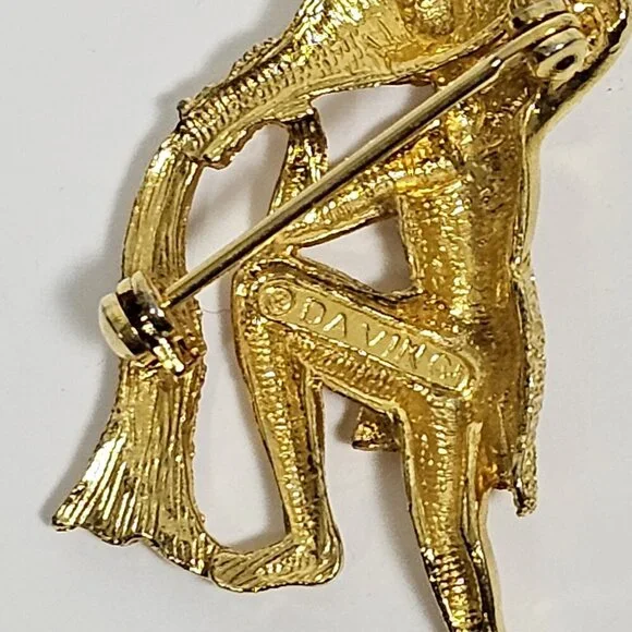 Vintage Davinci Brooch Pin Aquarius Zodiac Sign Signed Horoscope Water Astrology - Picture 3 of 5